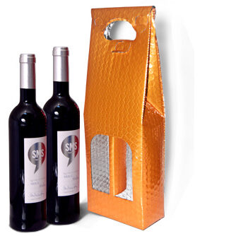 bolsa metalizada para duas garrafas de vinho